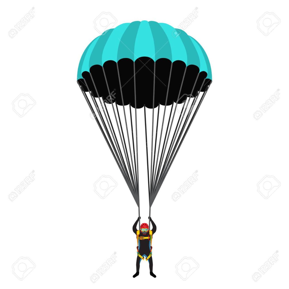 Парашют десантника на белом фоне