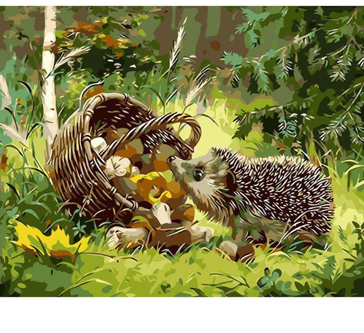 Ежик с яблоком мультяшный