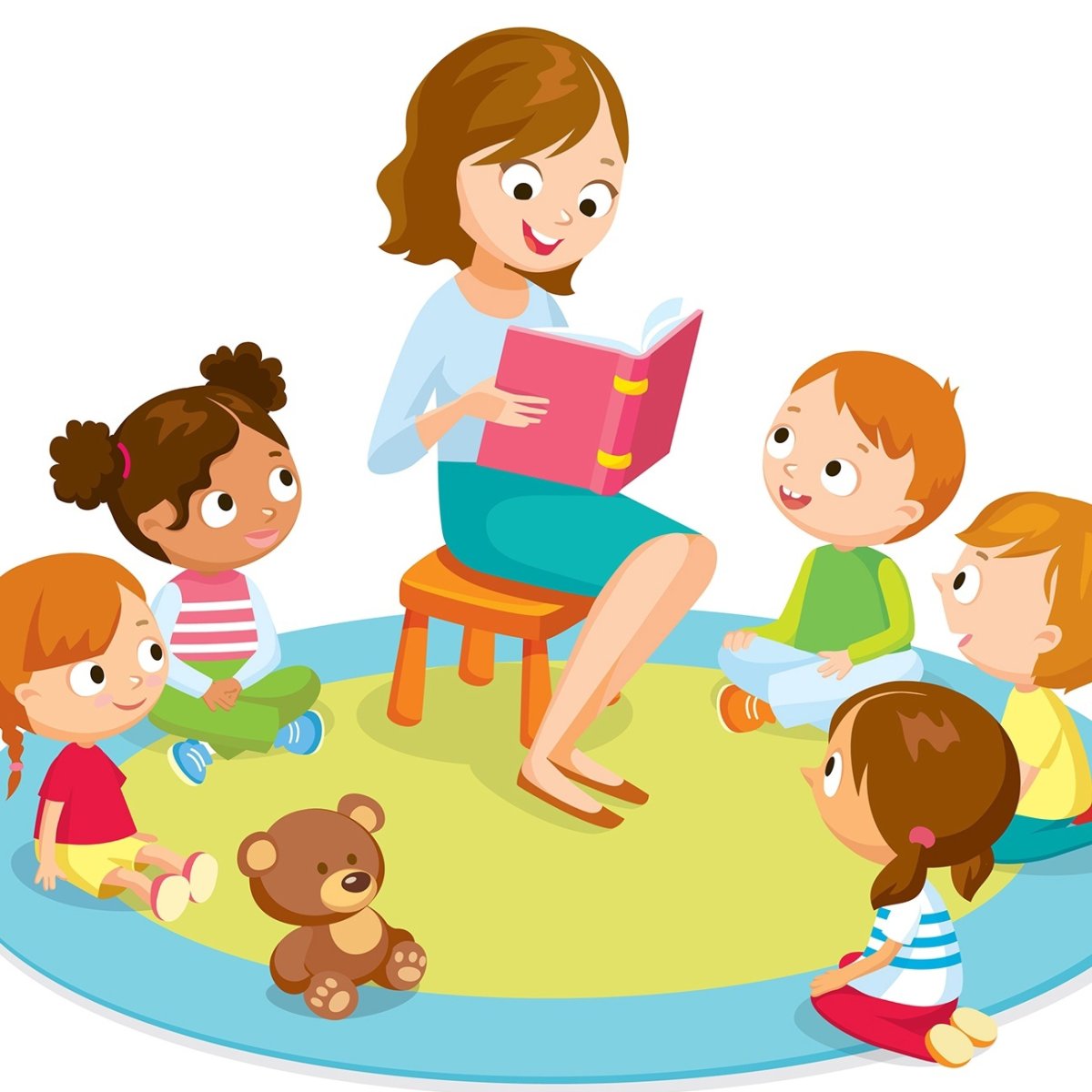 Воспитатель с детьми без фона