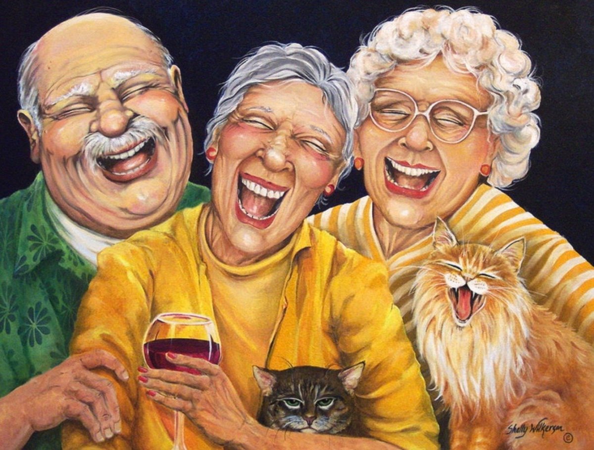 Веселые бабушка и дедушка