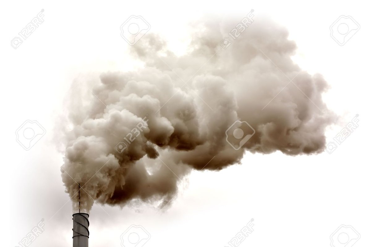 Дымящая труба на белом фоне