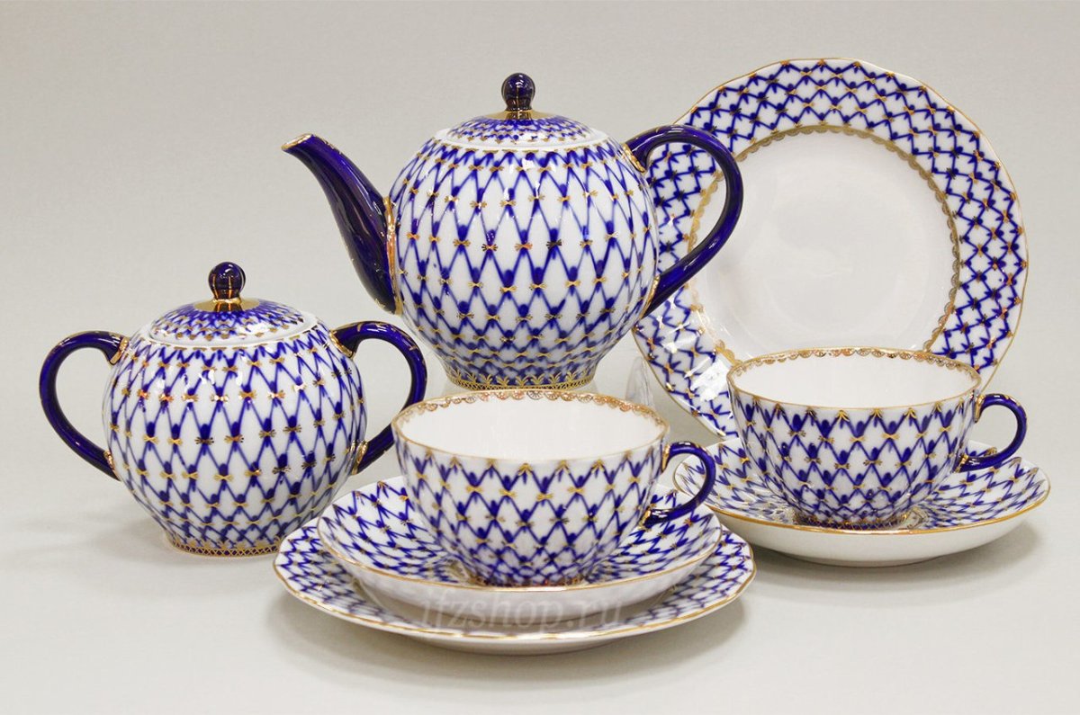 Императорский фарфоровый завод Кобальтовая сетка посуда