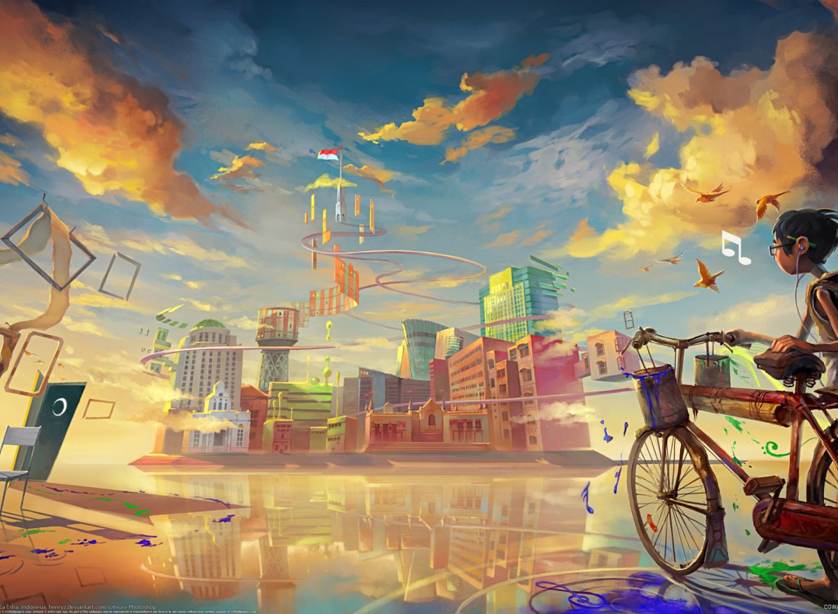 Рисунок большого города мечты