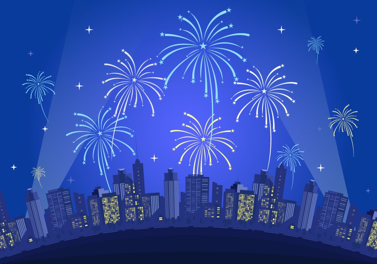 Салют над городом вектор