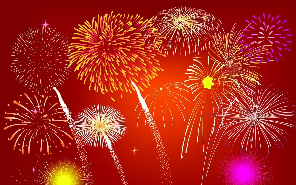 Салют на Красном фоне