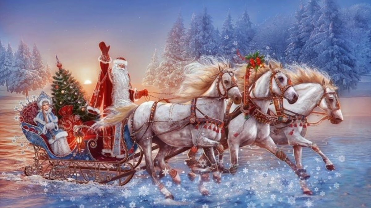 Новогодняя тройка лошадей