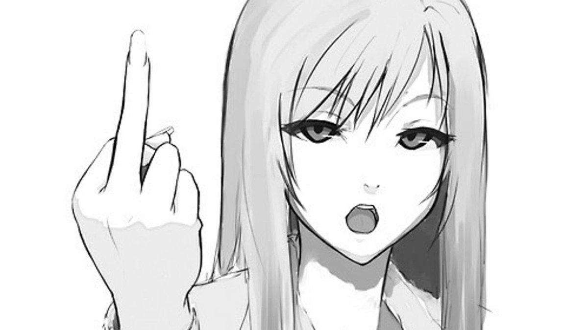 Аниме парень показывает средний палец