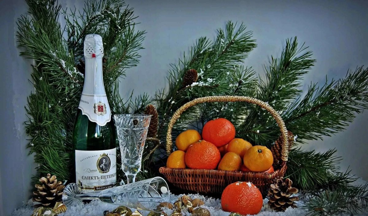 Новогодняя открытка натюрморт