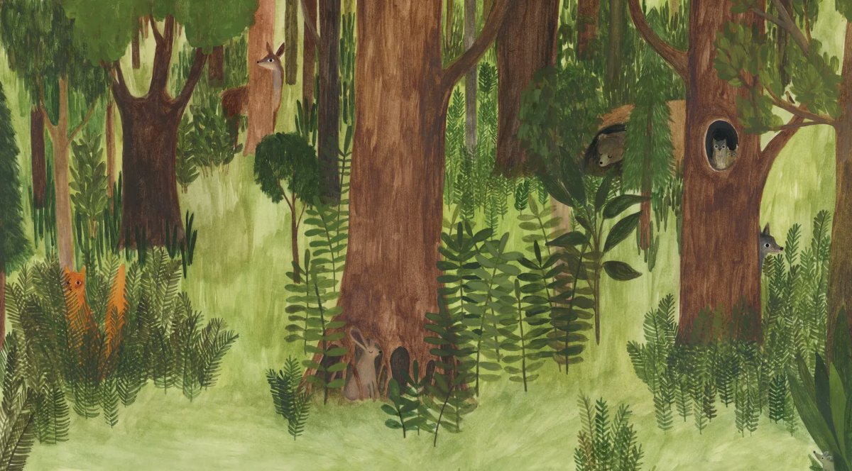 Лес маслом книжная иллюстрация