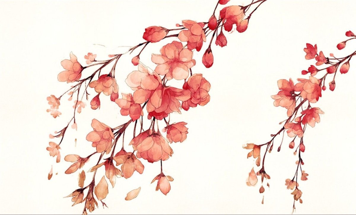 Ветка Сакуры акварель