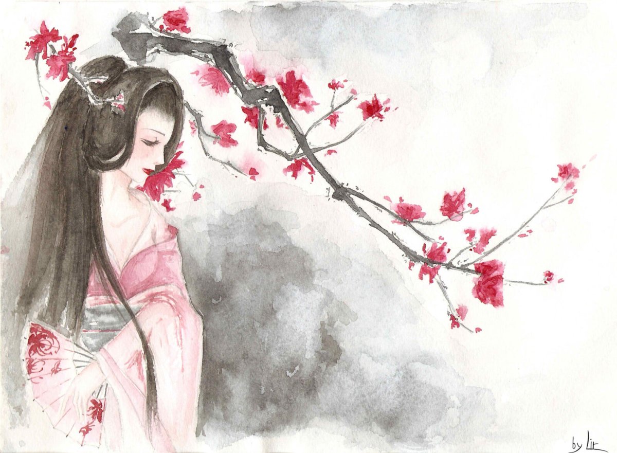 Японская Сакура рисунок