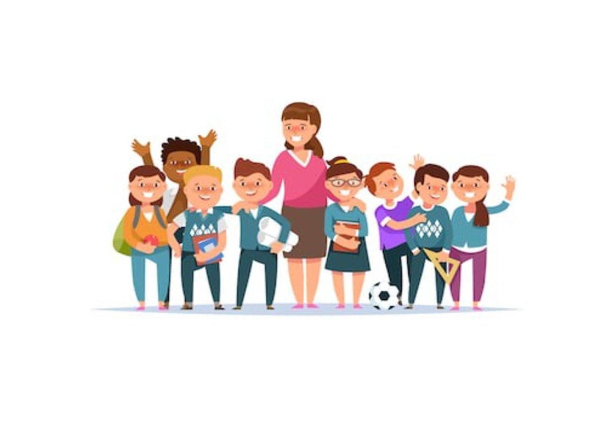 Мультяшные учитель за столом