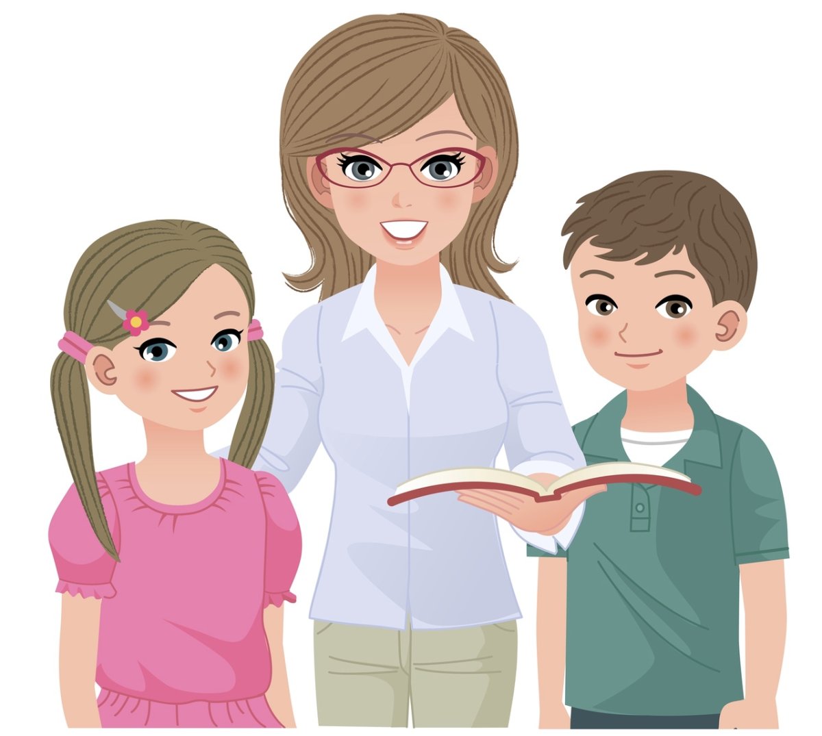 Учитель и дети на прозрачном фоне