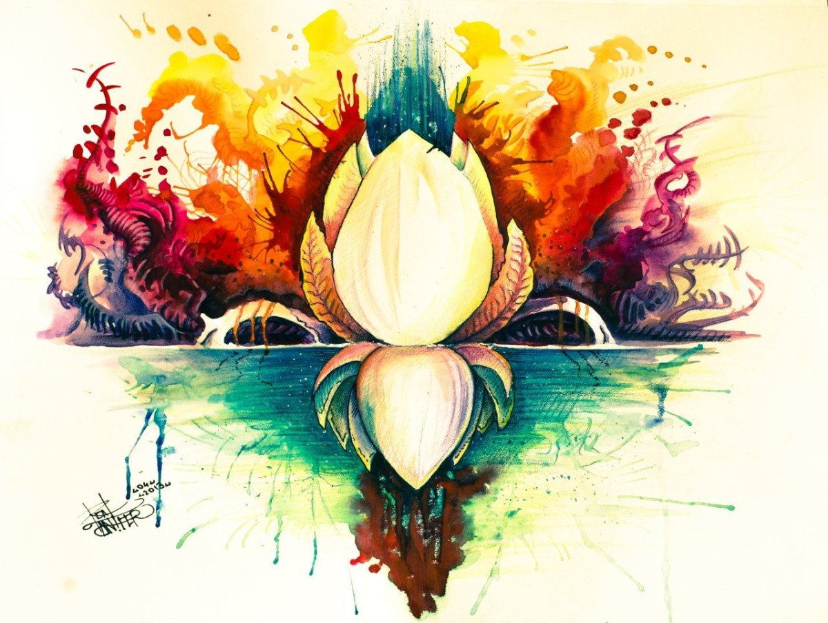 Лотос в стиле акварель