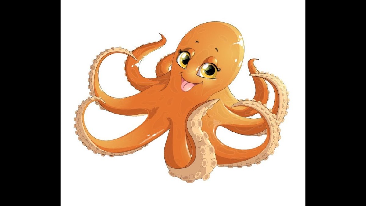 Оранжевый осьминог на белом фоне
