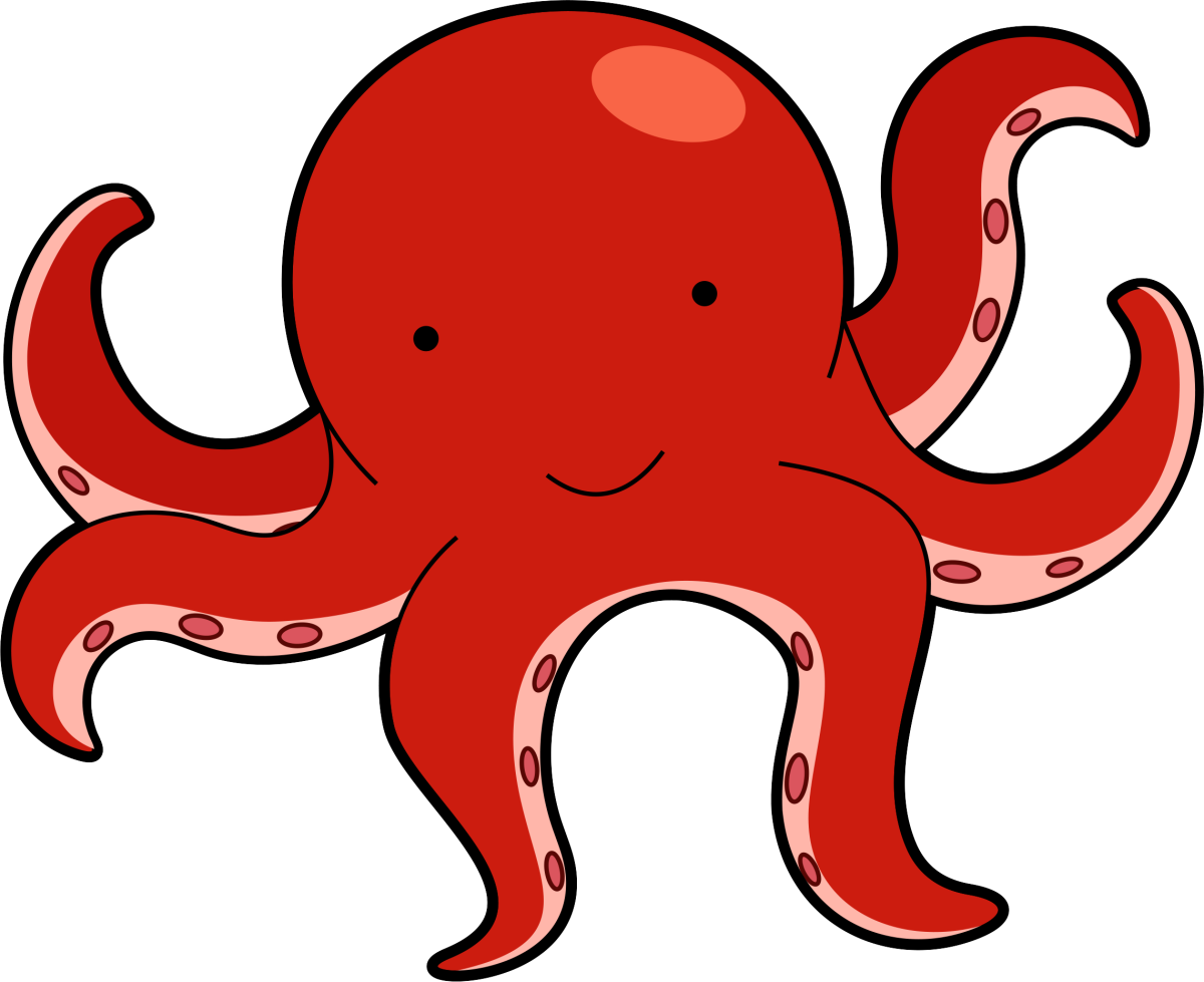 Фиолетовый осьминог на белом фоне