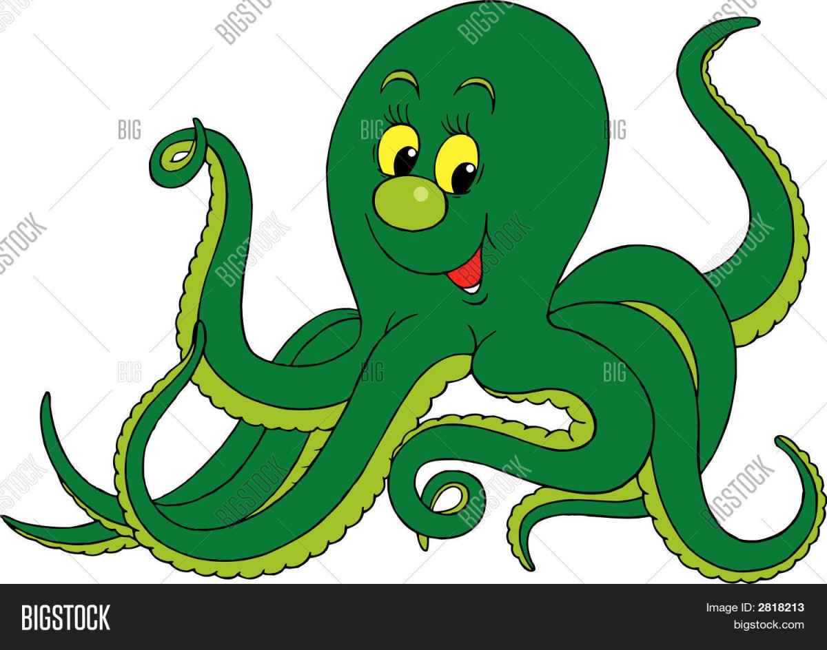 Весёлый розовый осьминог