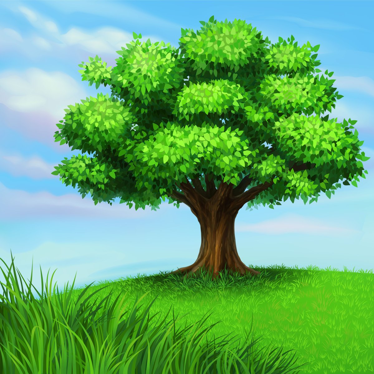 Дерево в мультяшном стиле