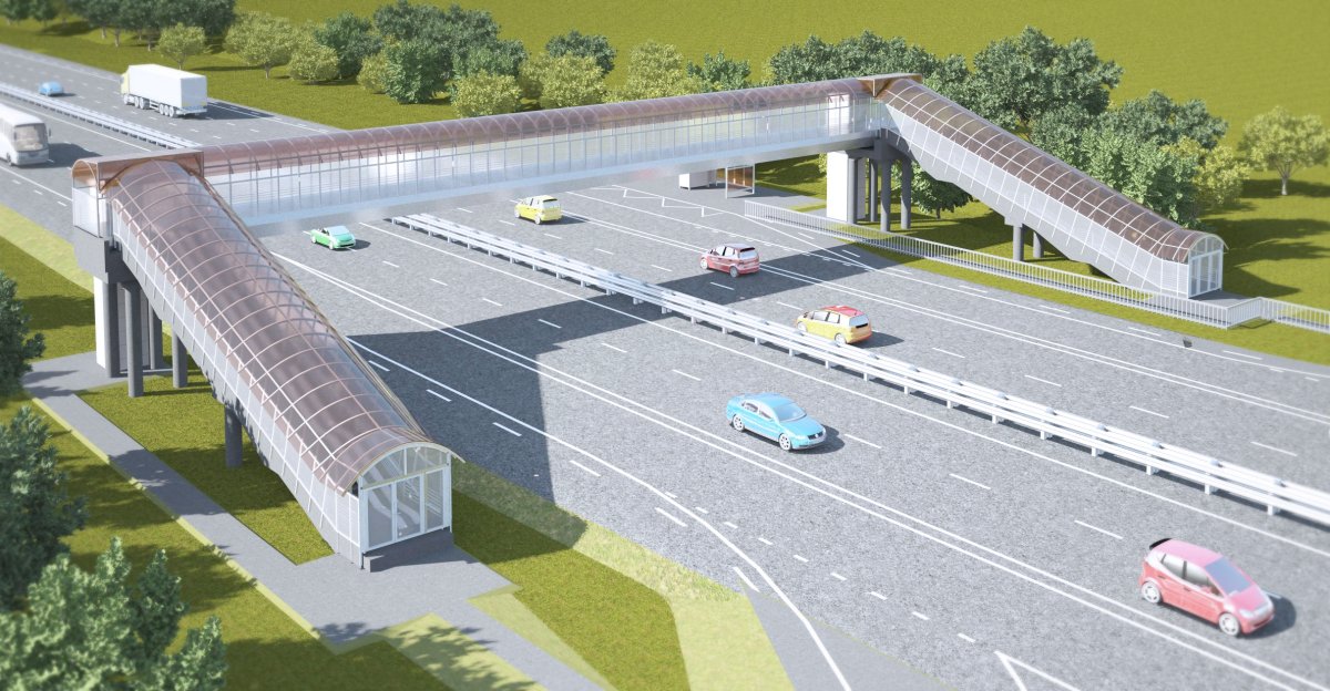 Пешеходный надземный переход проспект славы