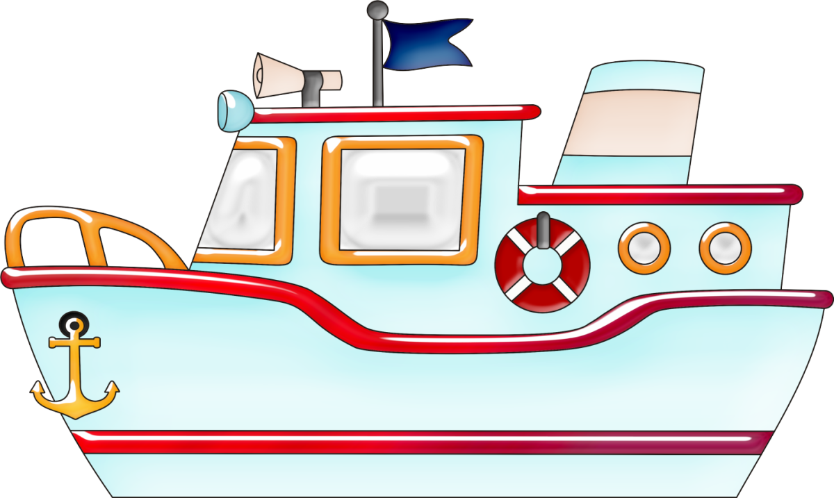 Кораблик черно белый контур