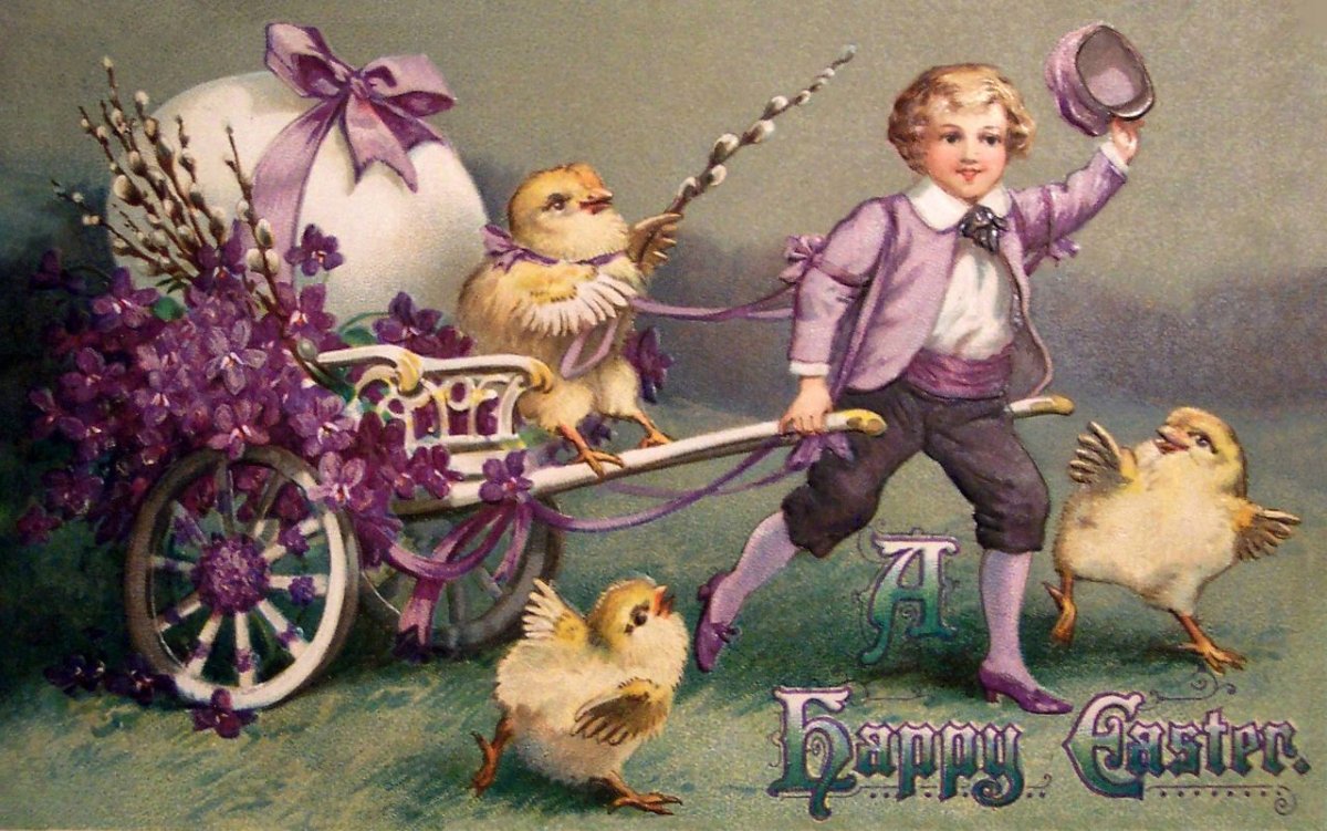 Старые открытки к католической Пасхе