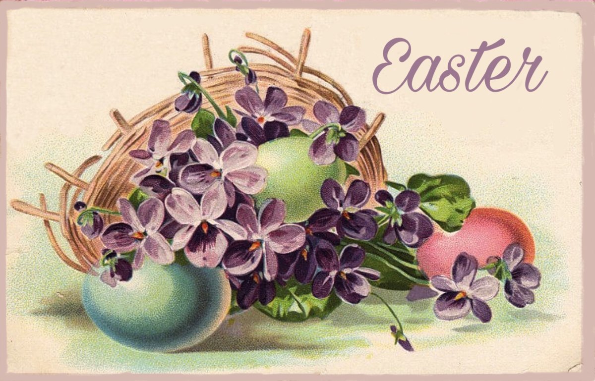 Старинные открытки с цветами на Пасху