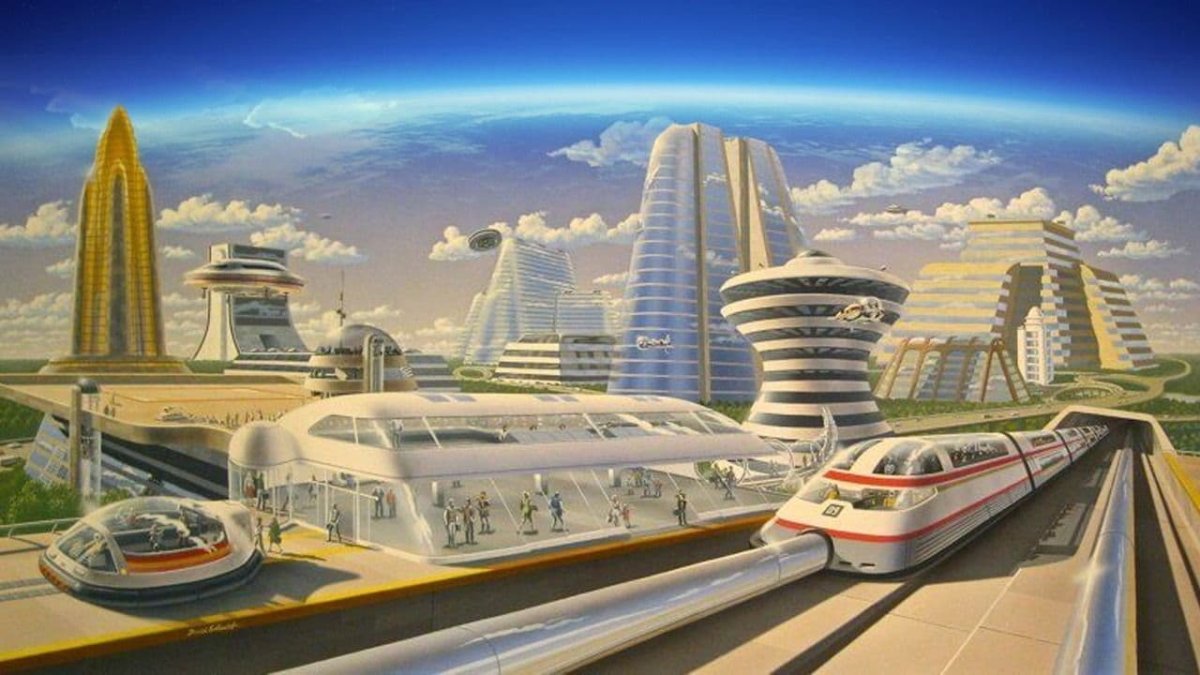 Ретрофутуризм СССР будущего город