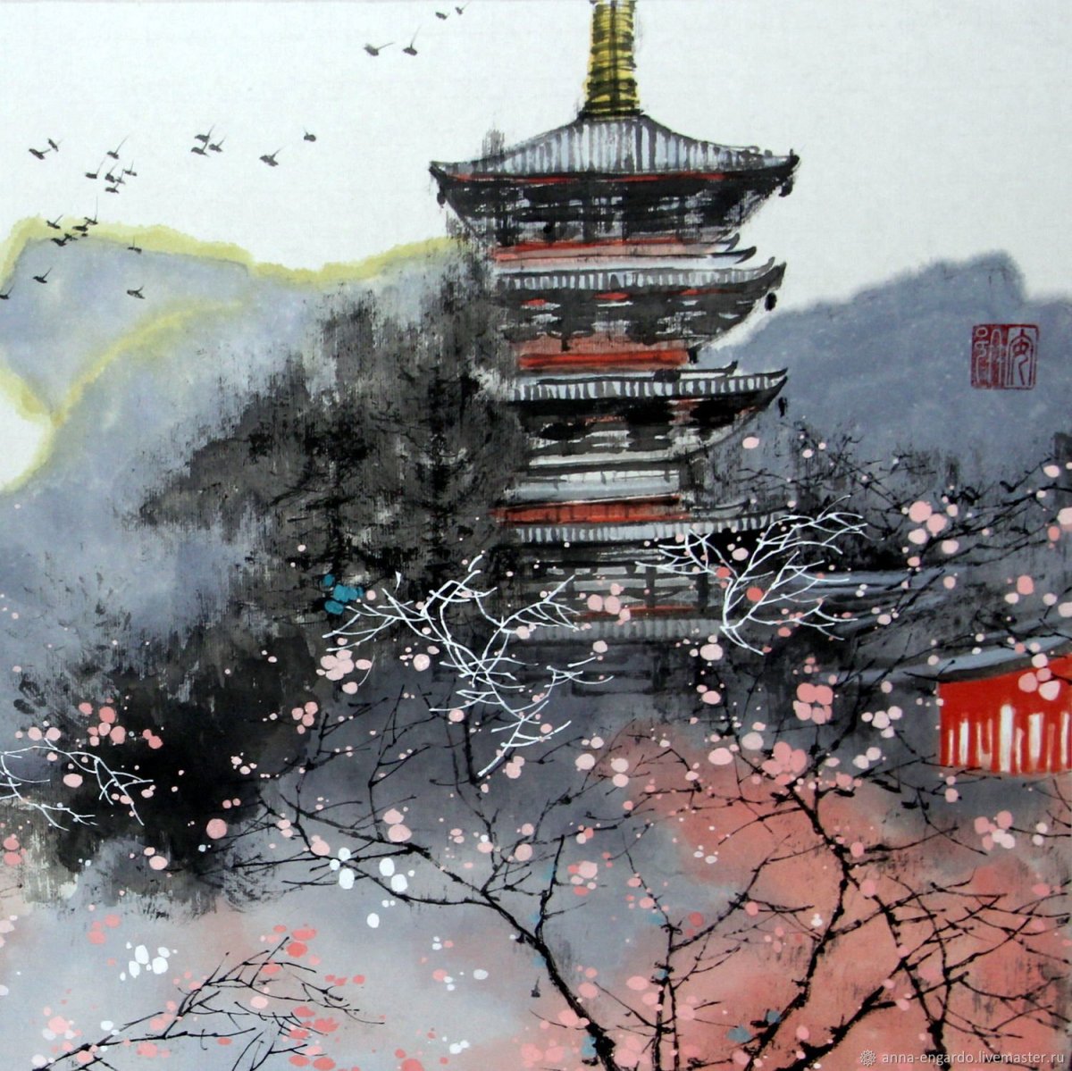 Китайская живопись пагода