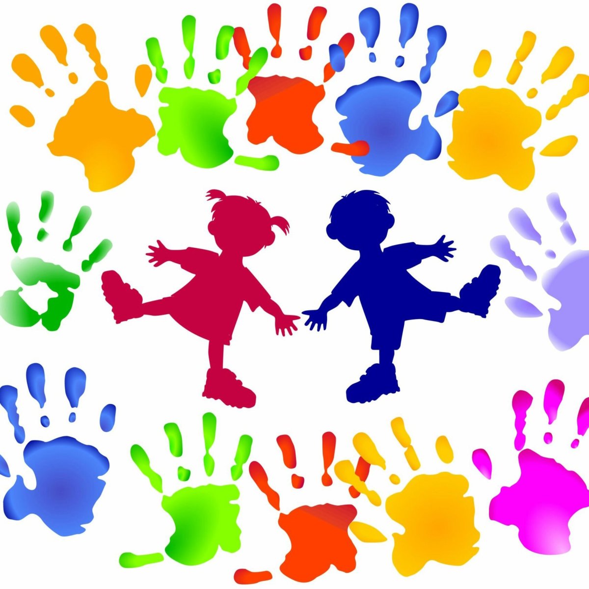 Дети с ладошками в краске