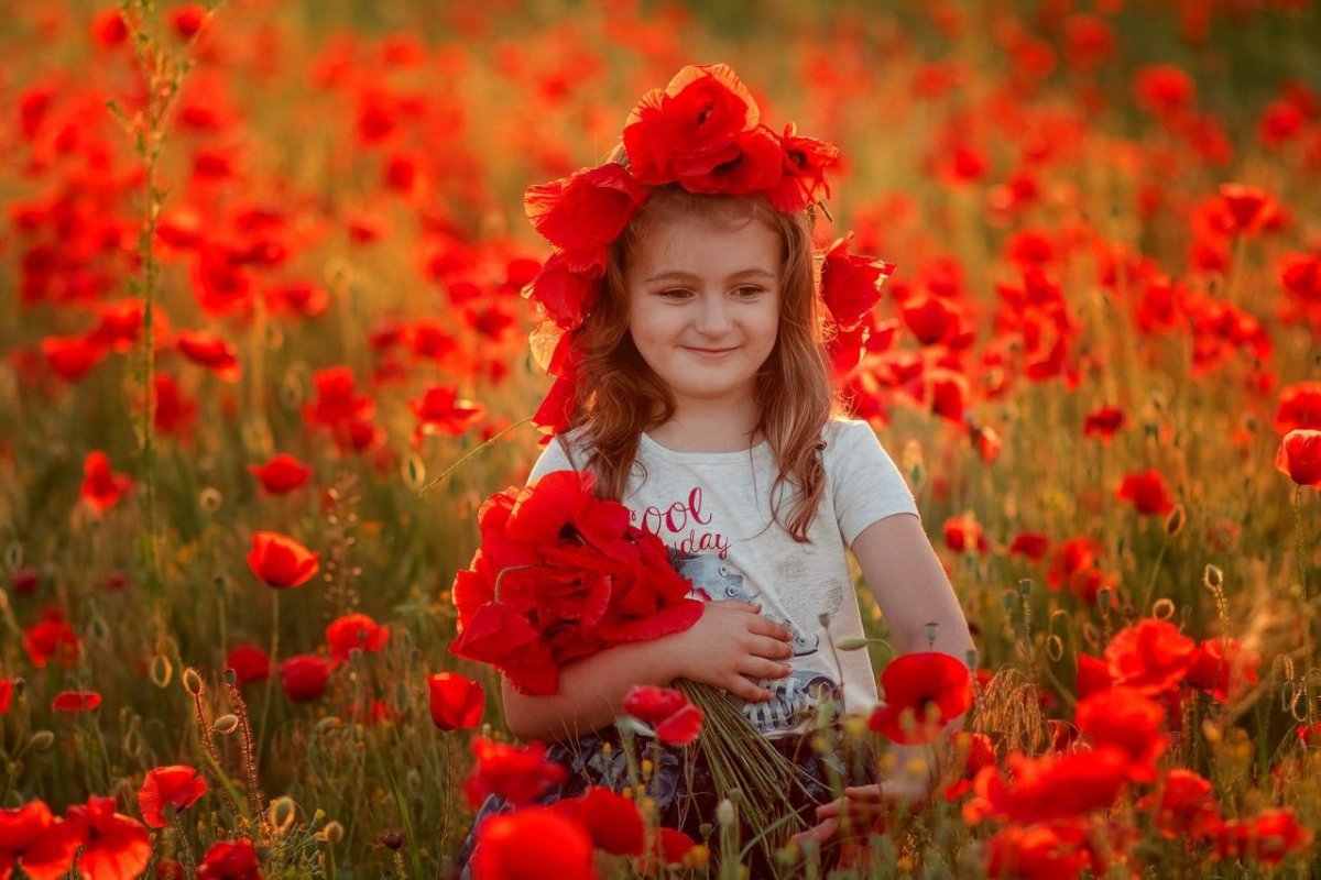 Фотосессия семейная с маками в поле