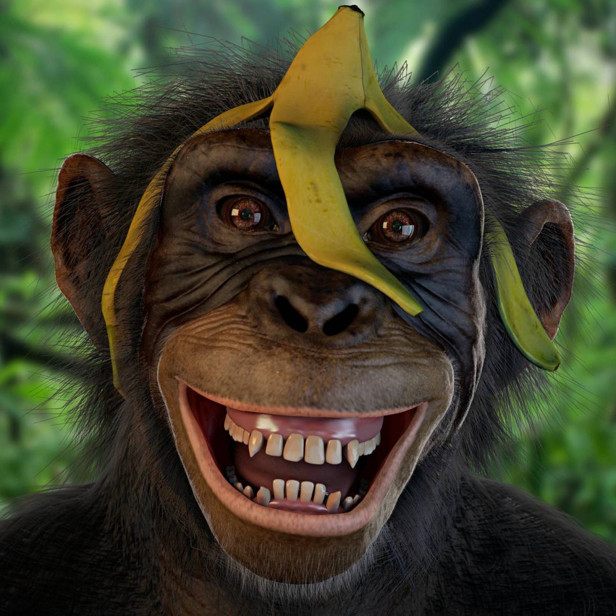 Обезьянка с бананом вектор