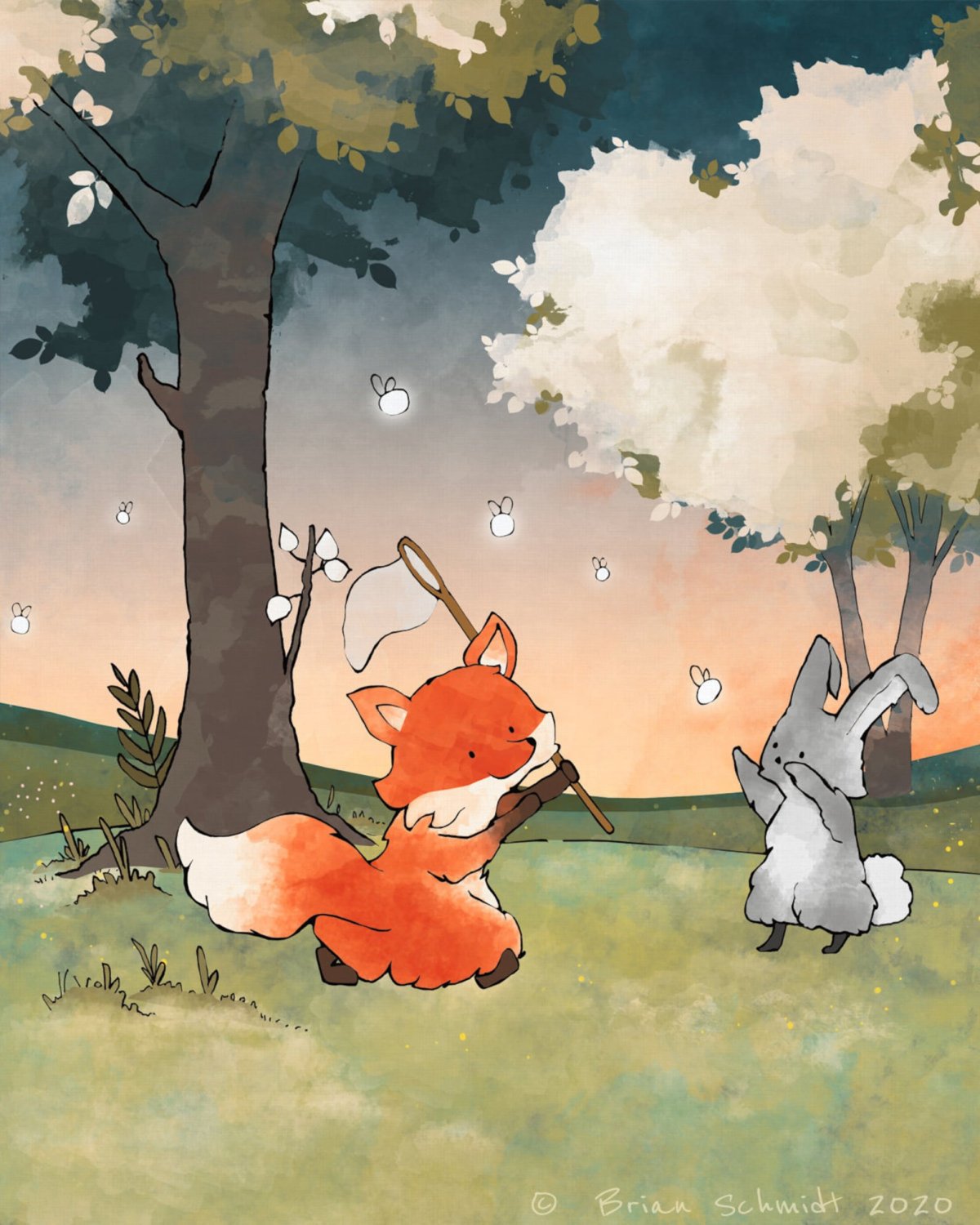 Картина лисы и зайца