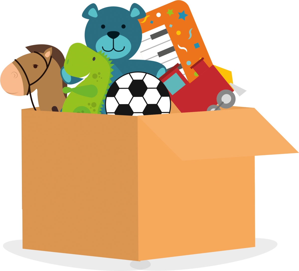 Коробка с игрушками вектор