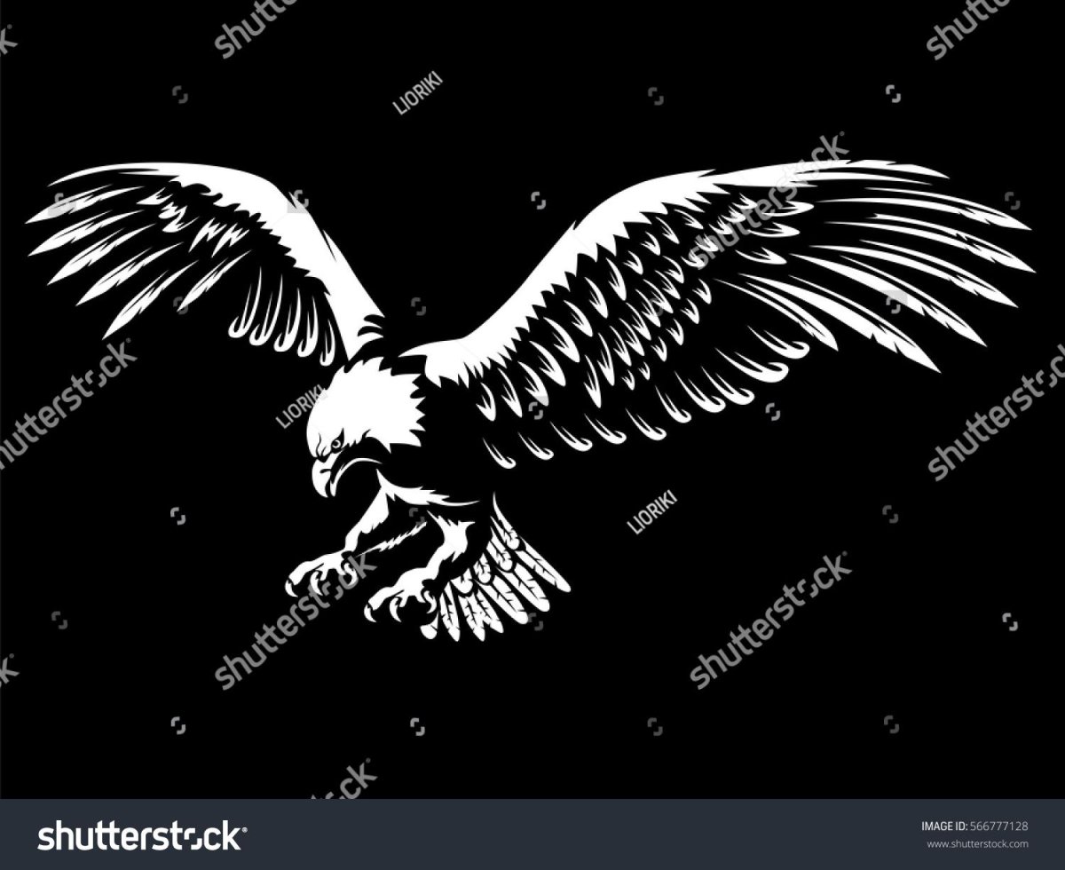 Белый Орел на черном фоне