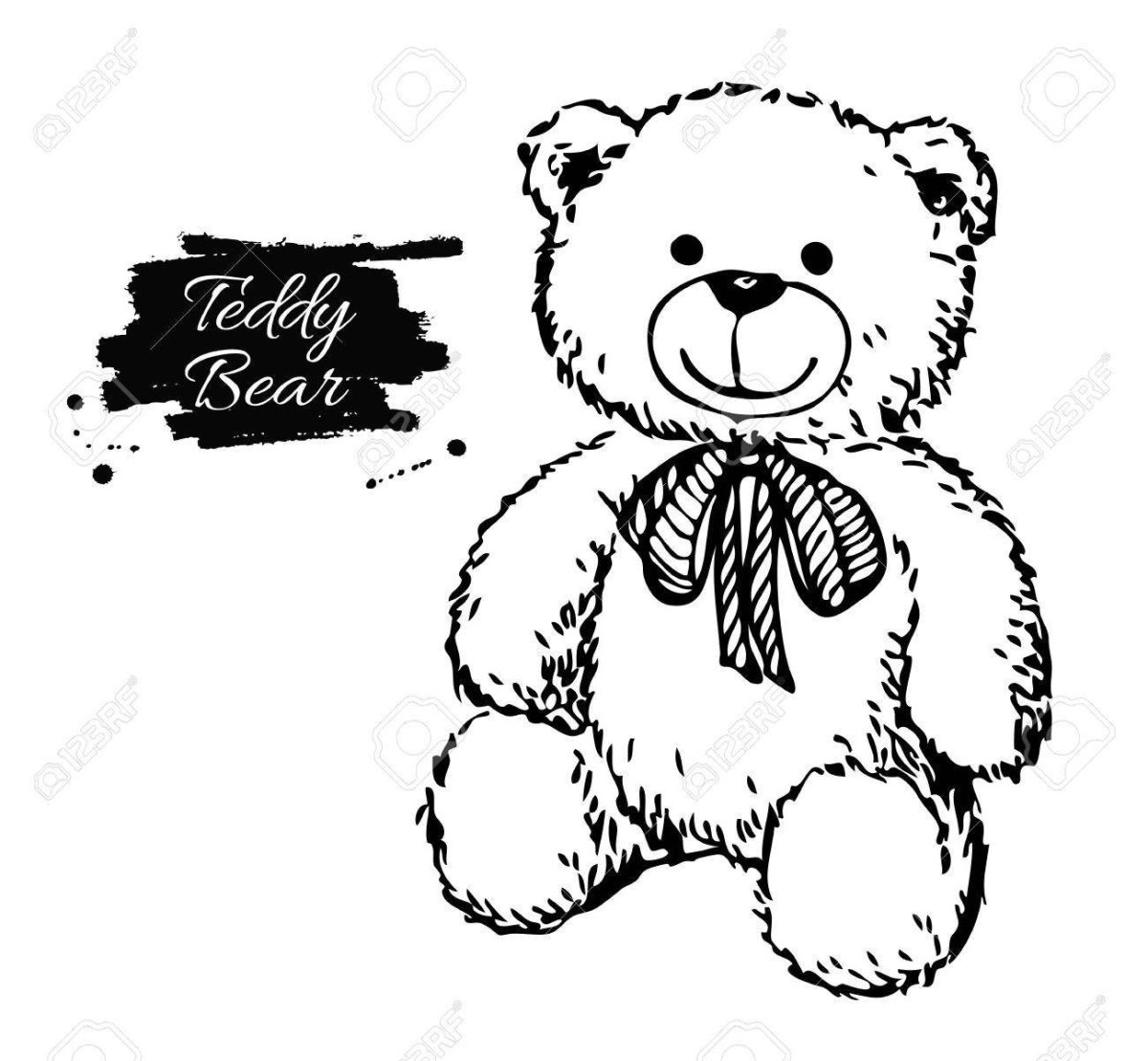 Мишка контур черный