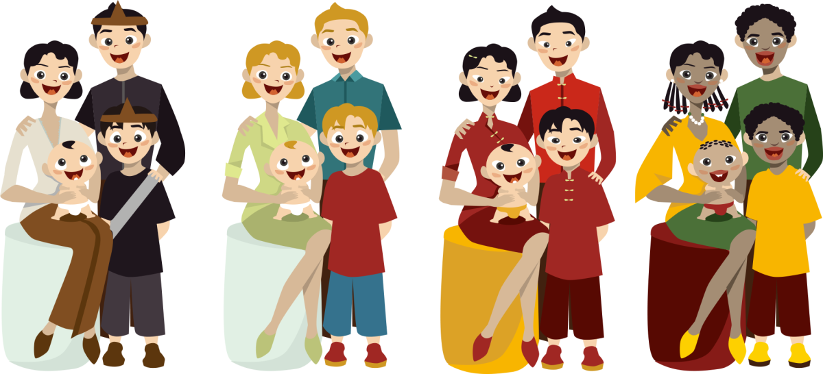 Семья в мультяшном стиле