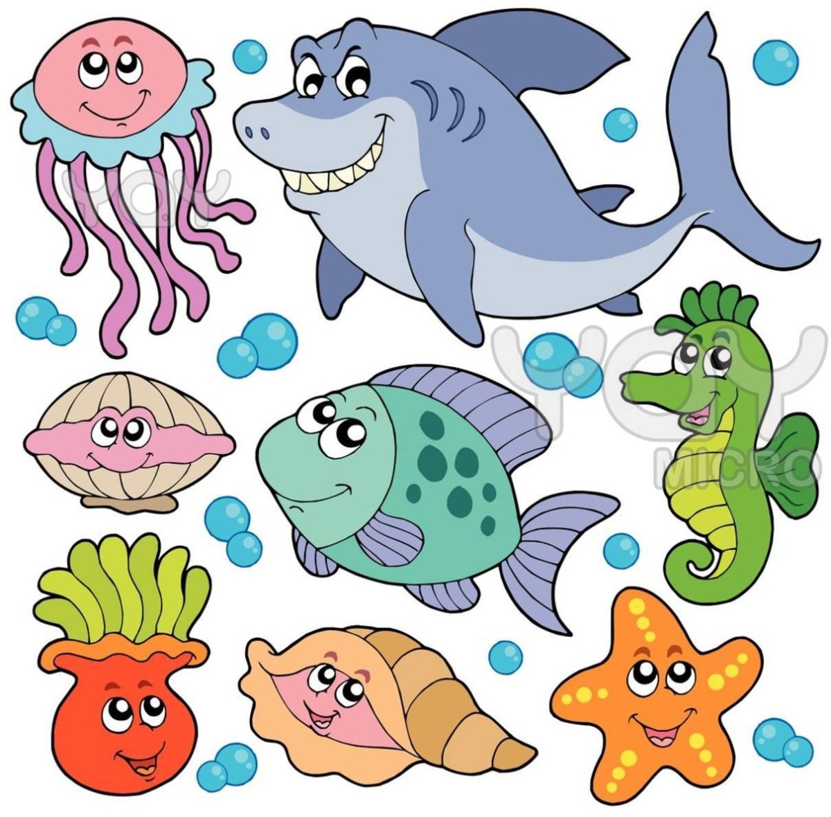 Рисунки морских обитателей цветные
