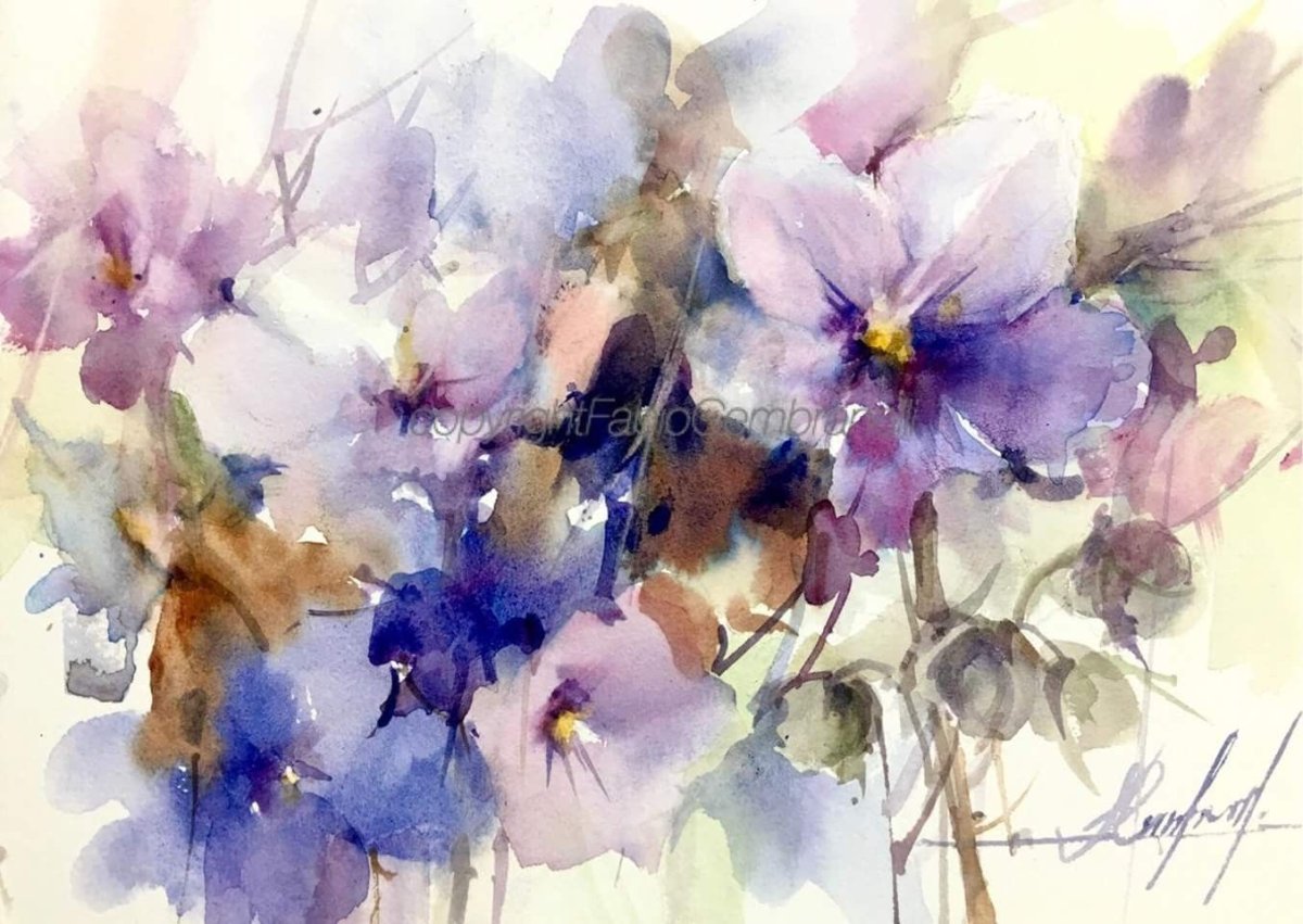 Акварельные цветы на белом фоне