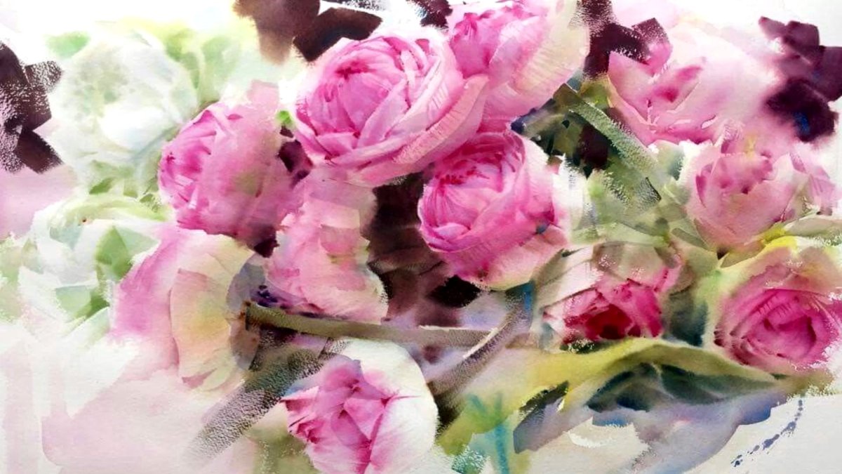 Акварельный цветочный фон