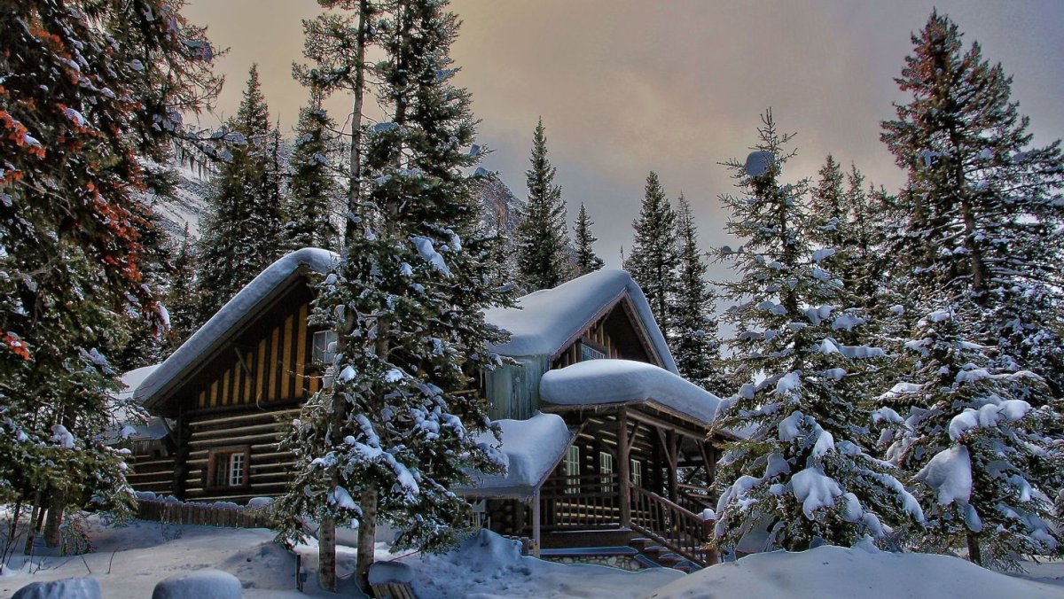 Домик в зимнем лесу