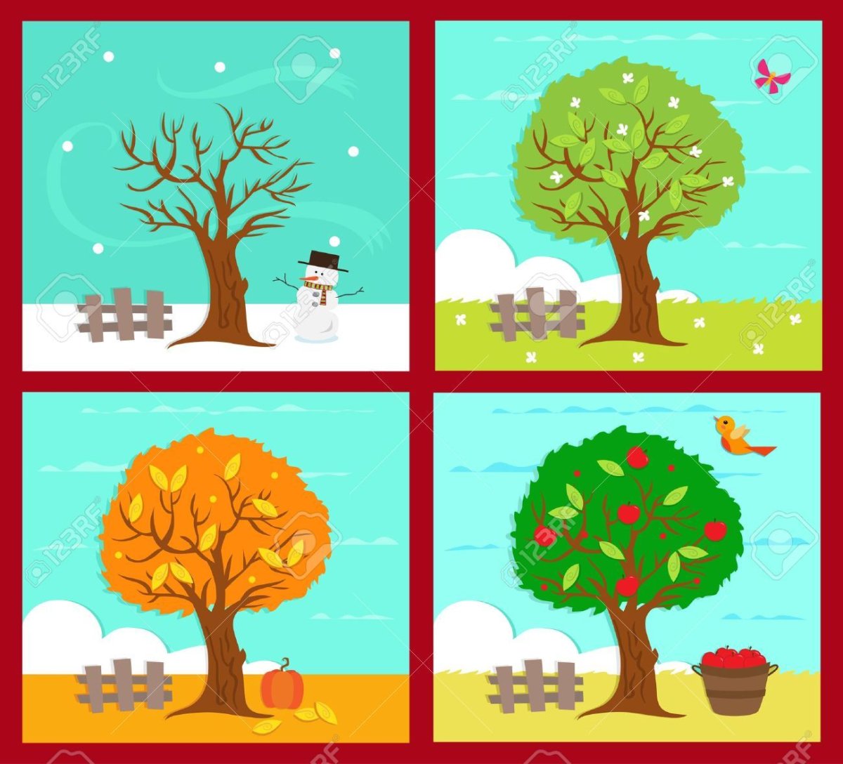 Времена года последовательность для детей