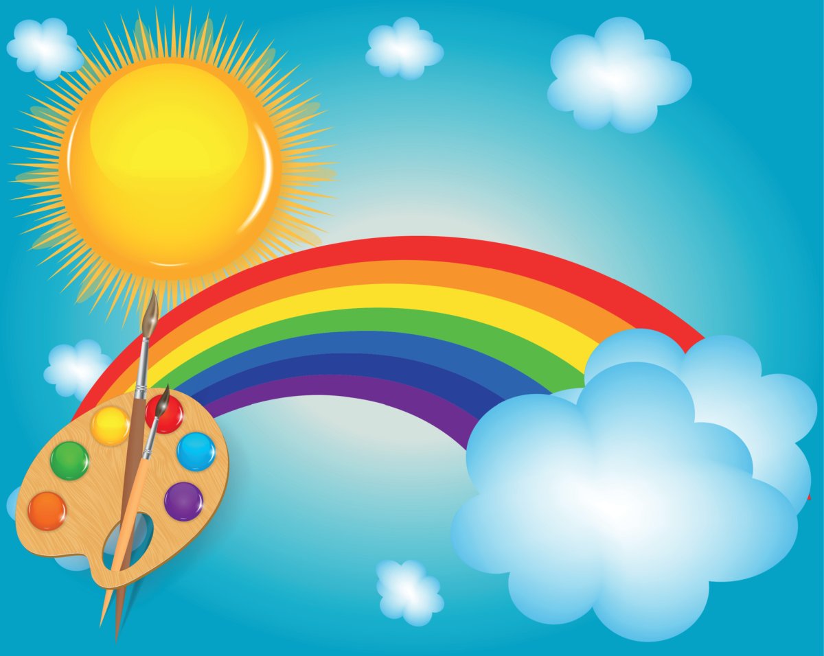 Радуга солнышко и облака