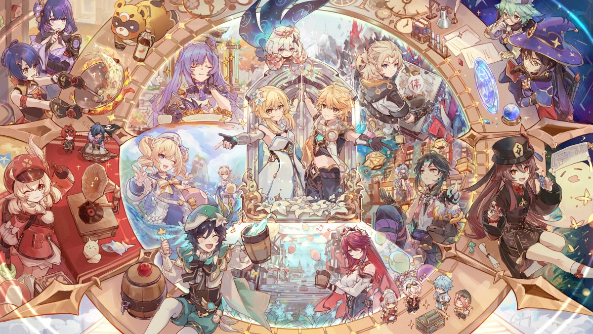 Геншин Импакт обои со всеми персонажами