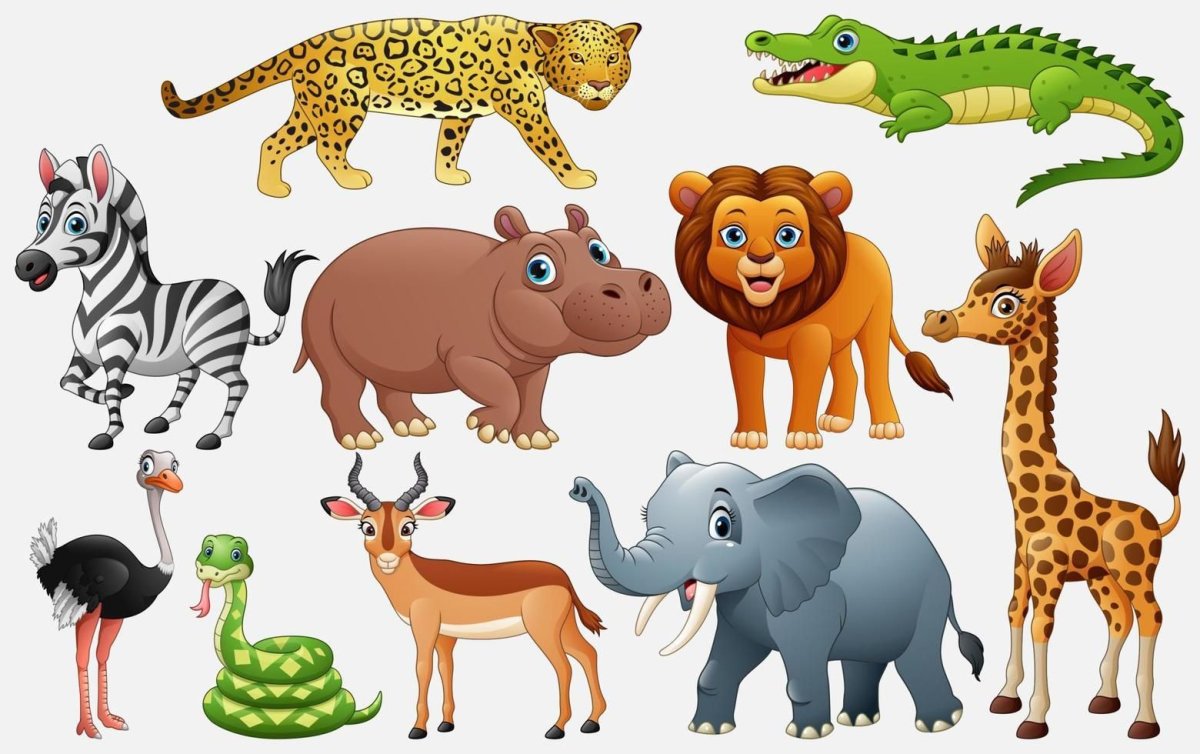 Wild animals на белом фоне