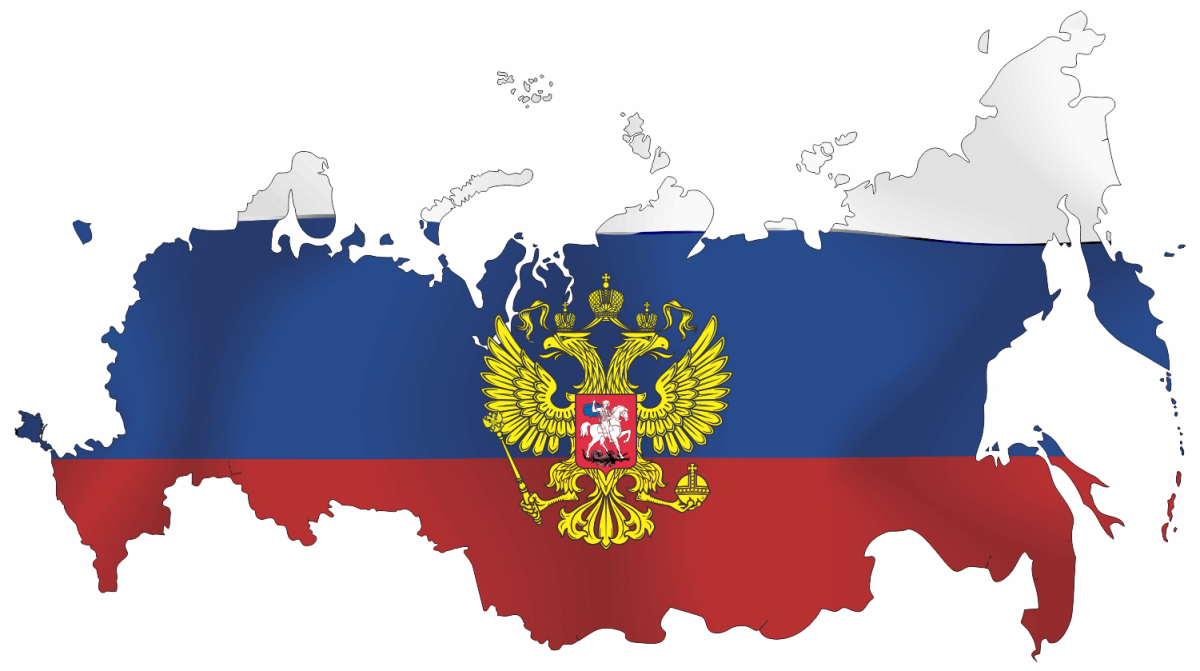 Карта России с флагом России