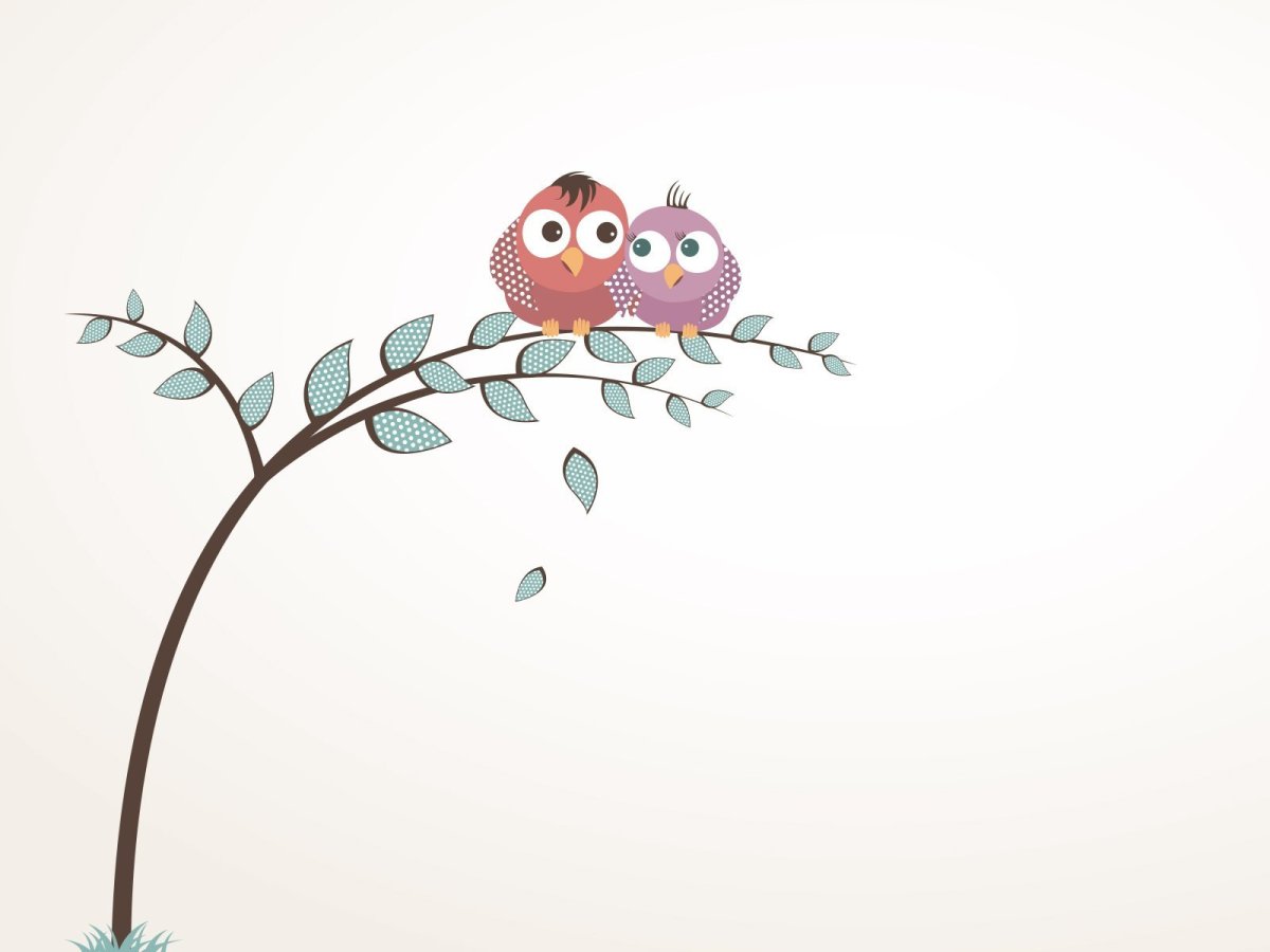 Рисуем птичек на ветке