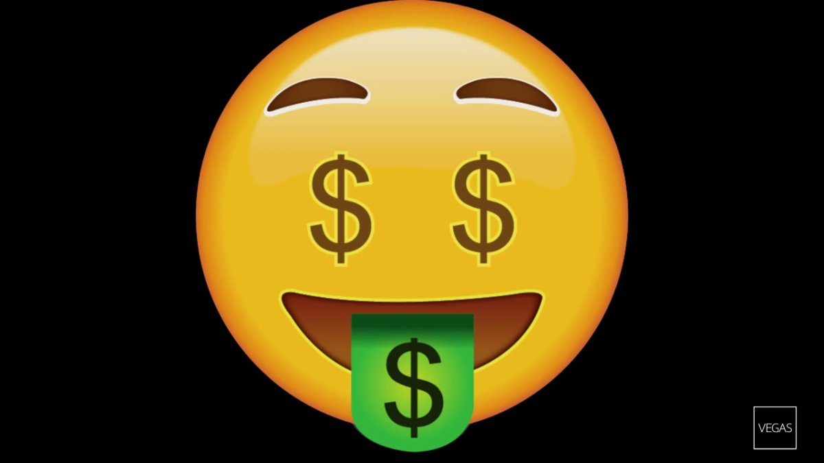 Смайлик с долларами в глазах