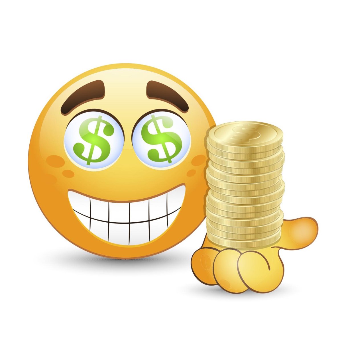 Смайлик с долларами в глазах