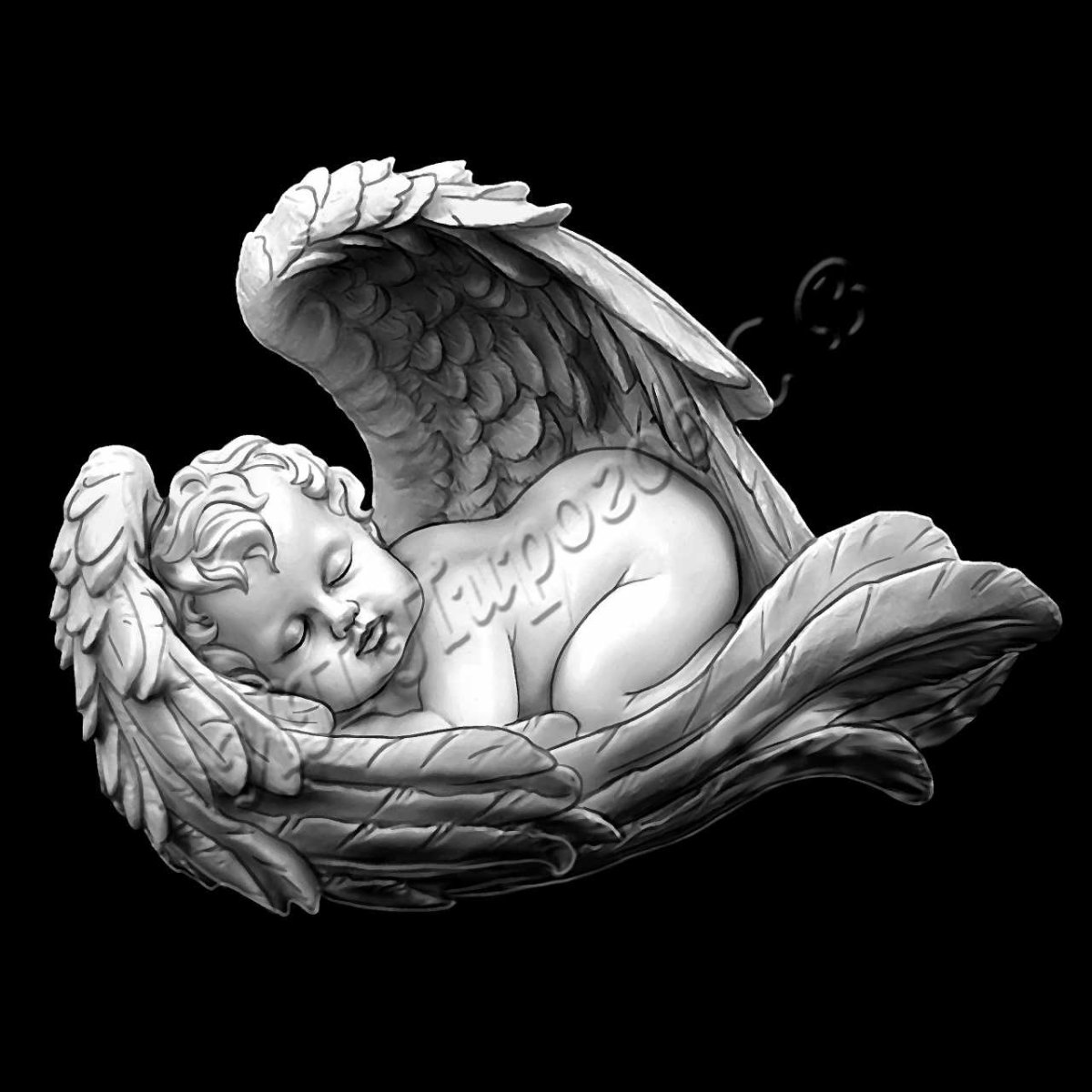 Ангелок гравировка на граните