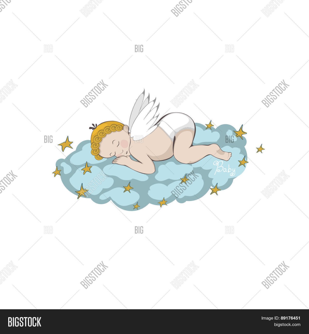 Ангелочек мальчик на облаке